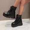 Women Punk Gothic Motorcycle Boots Platform Chunky High Heel Ankle Boot Ladies Cool Wedge Black Shoes