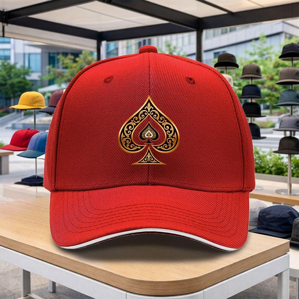 Black Golden Spade Baseball Cap Adjustable Duckbill Hat Unisex Lightweight for Outdoor Sports Cycling Festivals