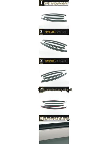 3D Stainless Steel Rain Guards with Bright Strip for 15-18 Sonata - Deflectors & Decorative Stickers Set