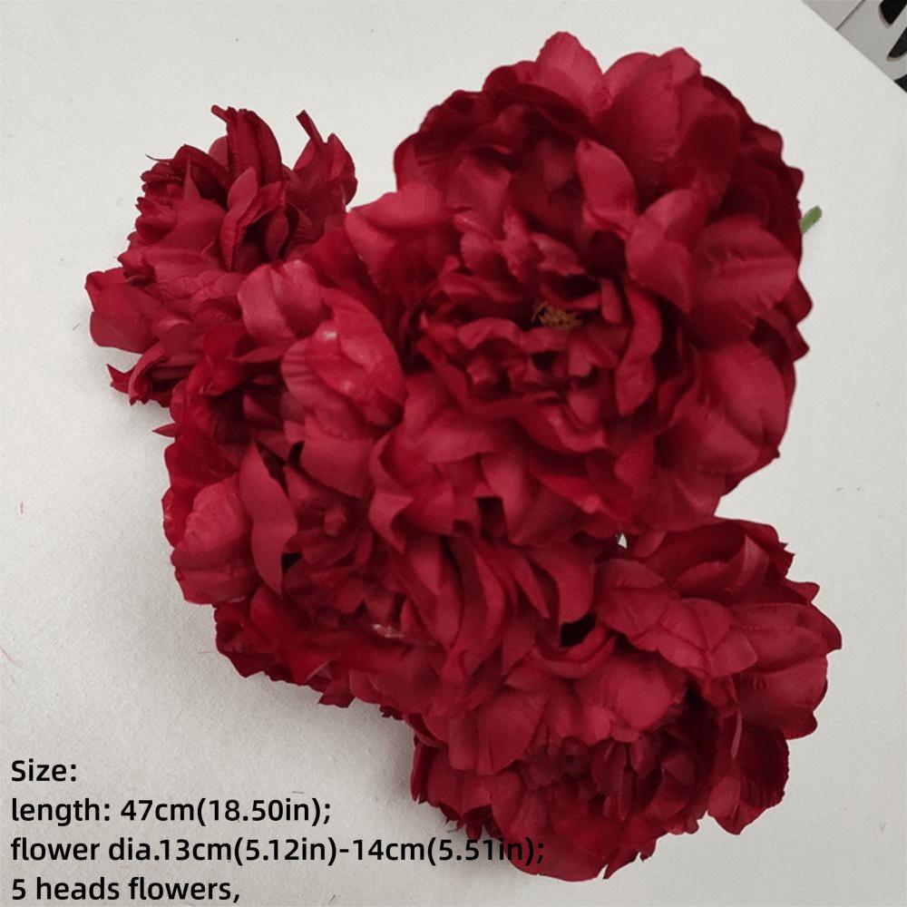 Многоцветный Искусственный Цветок Пион 5 Головок Шелковые Лепестки Искусственный Цветок Пион Цветочная Композиция Листья Реалистичные Цветы Пиона Подарок