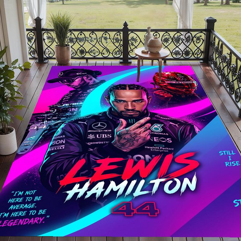 Crystal Velvet Rug with Lewis Hamilton Design, Soft Non-Slip Floor Mat for Living Room Bedroom Decor