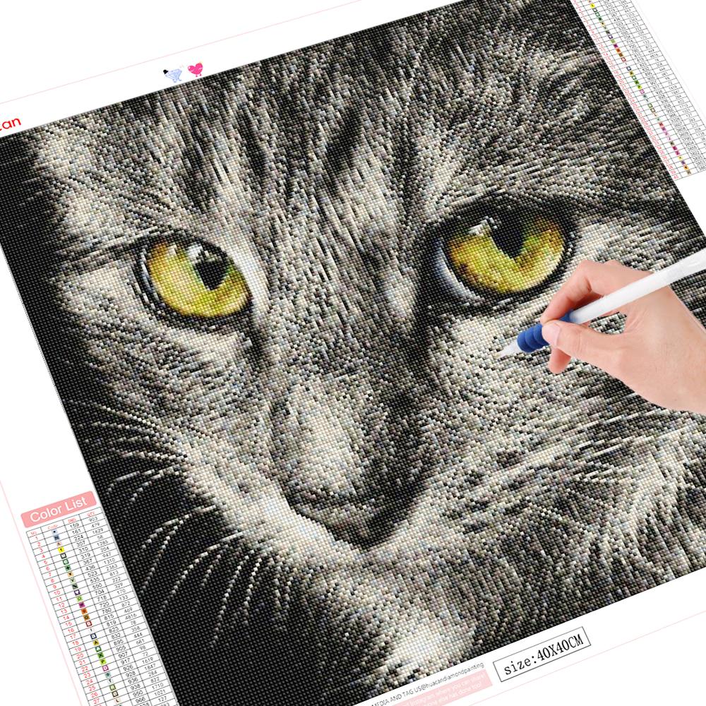 Алмазная вышивка 5D Cat DIY Алмазная живопись Животное Мозаика Украшение дома