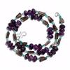 Natural Amethyst Smoky Quartz Gemstone Smooth Beads Necklace 17" UB-4563 UB-4563