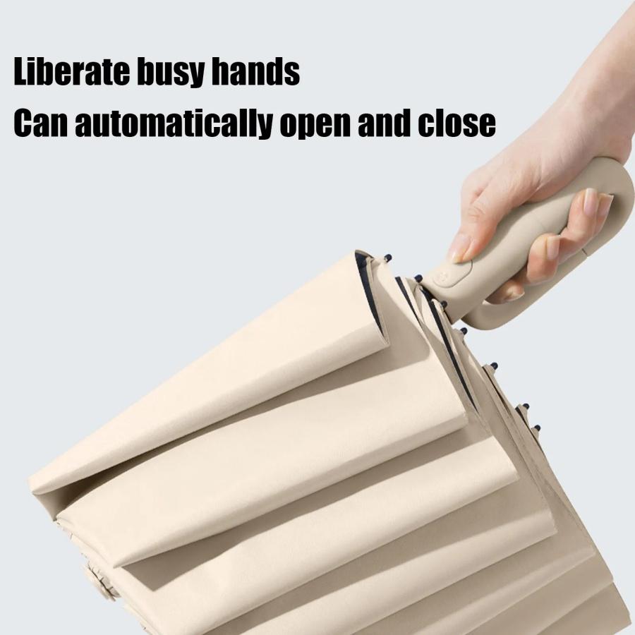 Зонт от солнца и дождя, ветрозащитный, прочный, автоматический, складной, с большой ручкой-пряжкой, 20 спиц, двойной каркас