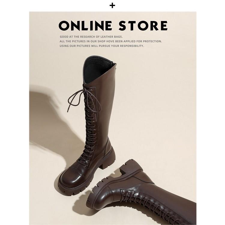 Boots long boots new spring and autumn velvet Martin boots thick sole but knee height increase medium tube long tube Martin high boots