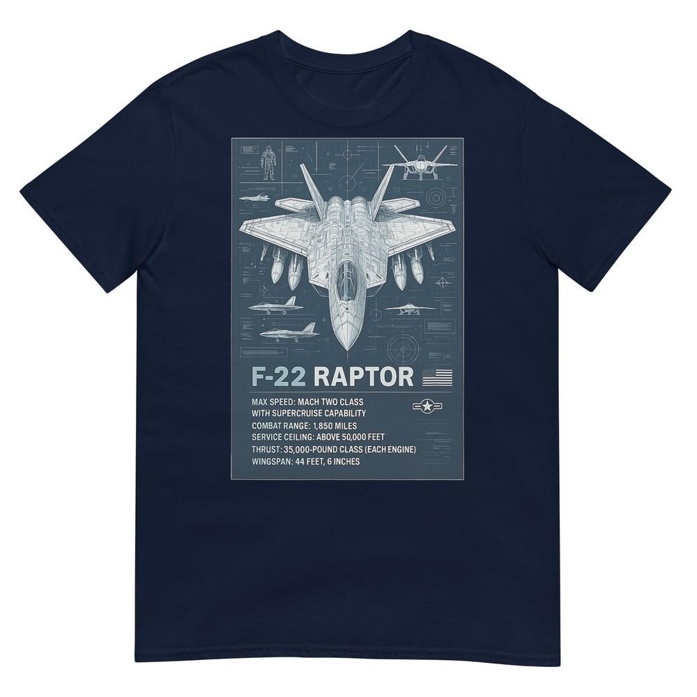 F22 Raptor Blueprint Technical Schematic Aviation Art Tshirt