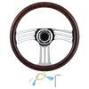 350 мм14 дюймов, темное дерево, рукоятка 6?Болты Хром 3?Рулевое колесо со спицами в винтажном стиле