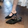 Сяосянфэн острый носок тонкий каблук сумка голова сандалии женская верхняя одежда весна 2025 новый неглубокий вырез один шаг вечерние тапочки