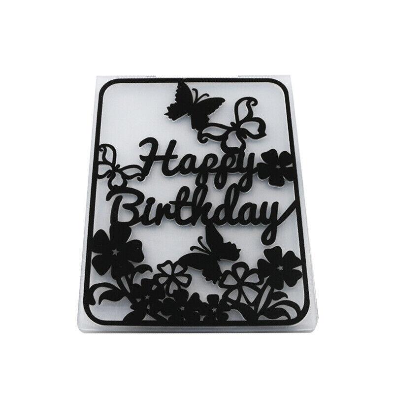 Пластиковая папка с тиснением «С Днем Рождения» для скрапбукинга «сделай сам», фотоальбом, декор для карт, художественный шаблон, подарок для торта, подарок