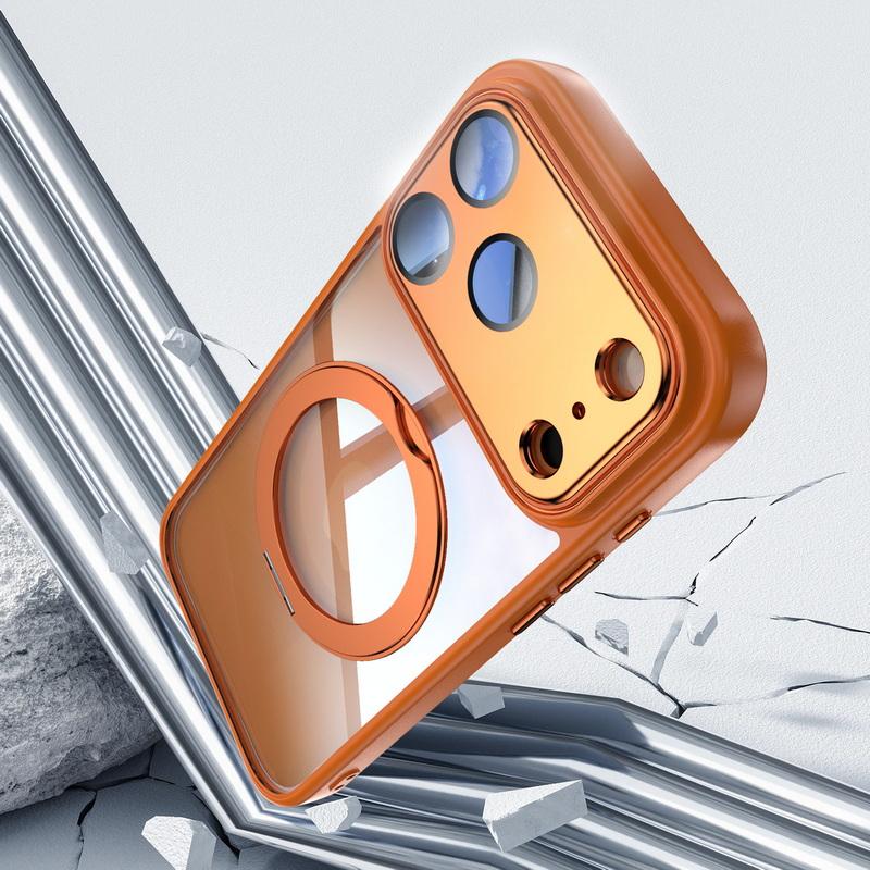 Магнитный чехол-подставка с кольцом для iPhone 17 Pro Max 16 15 14 13 12 Pro Max, роскошный защитный чехол с прозрачной задней панелью, гибридный TPU+PC, ударопрочный чехол