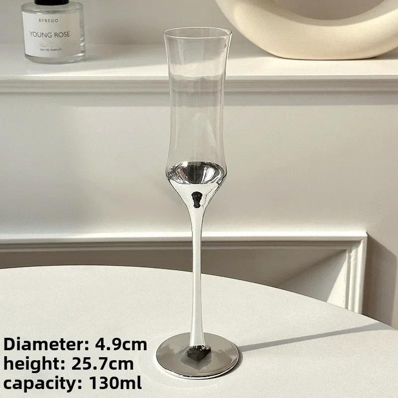 Французские элегантные бокалы-флейты с завышенной талией - Хрустальные бокалы для вина на ножке, Золотистый ободок, Дизайн с пузырьками для свадебного/праздничного подарка