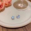 Sweet Blue Star Moon Pearl Earrings - S925 Silver Needle for Women