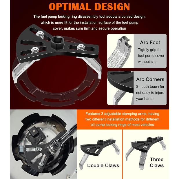 Universal Fuel Pump Removal Tool, 5.31" to 7.17" Adjustable Fuel Pump Lock Ring Tool, Fuel Tank Lock Ring Removal & taller Tool, Car Fuel Lid Tank