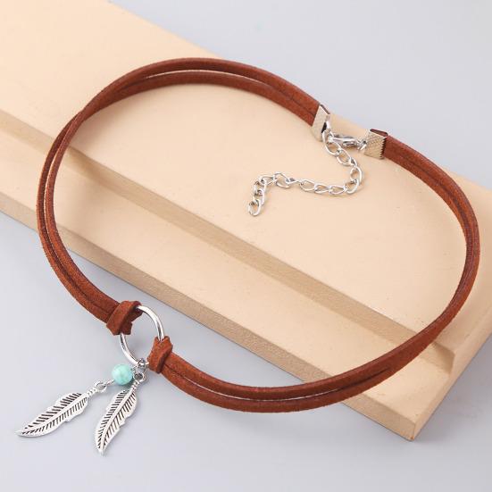 Бирюзовая регулируемая замшевая веревка, женское ожерелье, подвеска в богемном стиле, серьги-крючки, ювелирные аксессуары