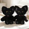Супер Милые Плюшевые Игрушки Черный Кот Ручной Работы Пушистый Аниме Сидящая и Стоячая Поза Котёнок Кукла Уютная Детская Обнимающая Кукла Декор Комнаты