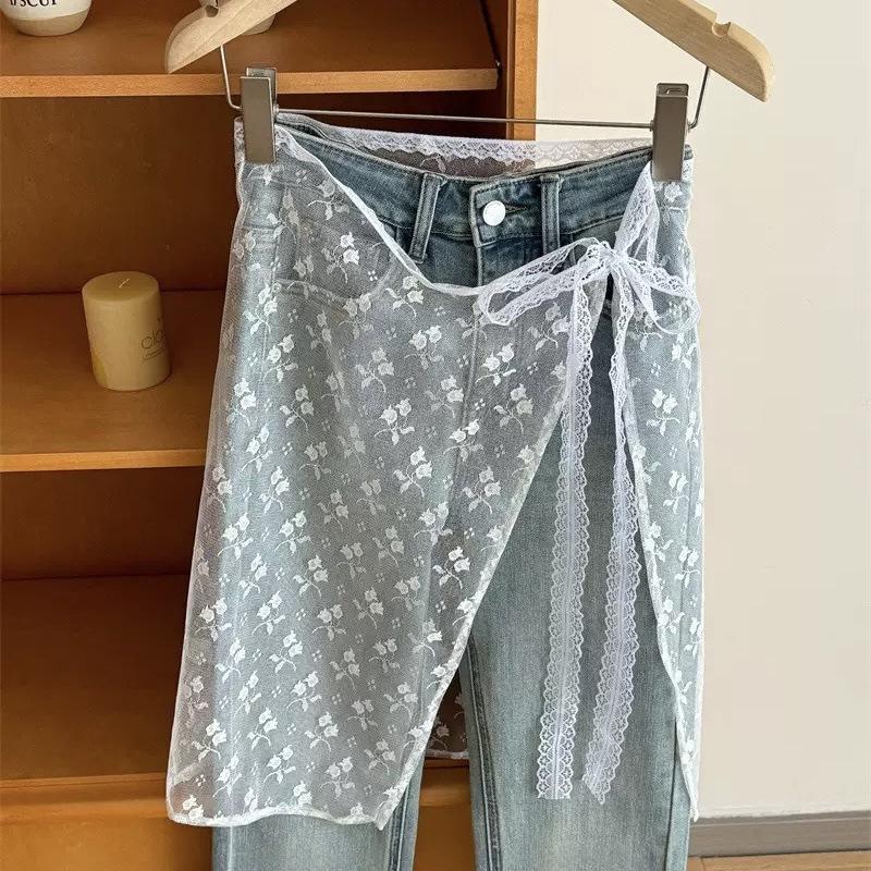 Корейская кружевная вышитая поясная повязка юбка из тюля с многослойным шарфом-аксессуаром