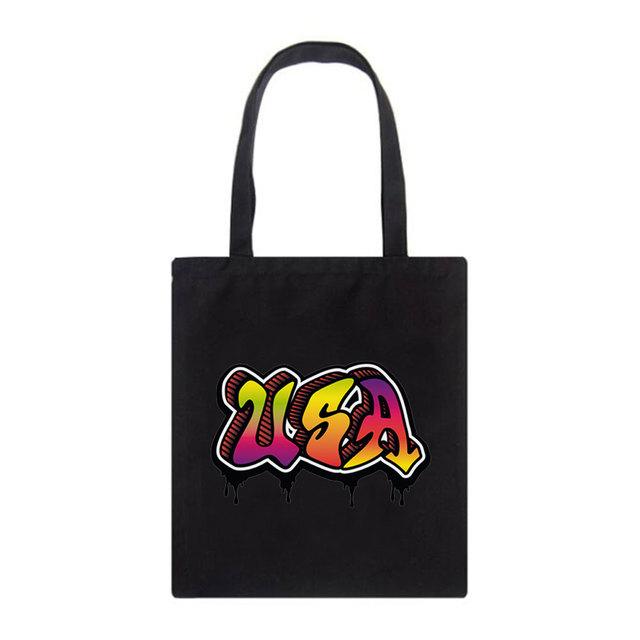 Новая женская сумка через плечо Ulzzang с забавным мультяшным письмом в стиле Харадзюку, готическая школьная сумка Y2k, холщовая сумка большой вместимости, повседневная сумка-шоппер