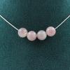 Stones and Minerals. Necklace 4 Beads Madagascar Rose Quartz 8 Mm Steel Chain Necklace for Women, Men. Customizable Size.
