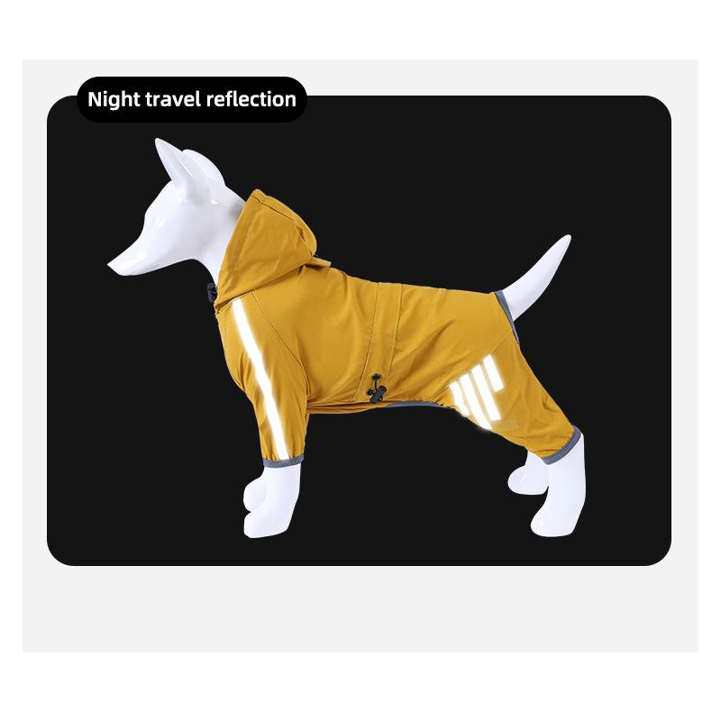 Dog Raincoat Waterproof Reflective Hooded Pet Rain Jacket 4 Legs Lightweight Rain Poncho Clothes for Small Medium and Large Dogs