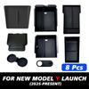TEKSY 1/2/3/4/6/7/8pcs For Tesla New Model Y 2025 2026 Juniper ABS with Silicone Non-slip Mat Console & Armrest Storage Box