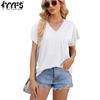 Women's Fashion Casual Summer Spring Solid Color Print Short Sleeve V-Neck Blouses & Shirts