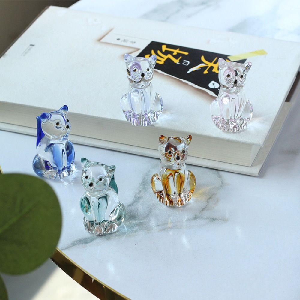 Симпатичное украшение из кристаллов для кошек, прозрачная статуэтка кошки, креативная статуэтка кошки, домашний декор