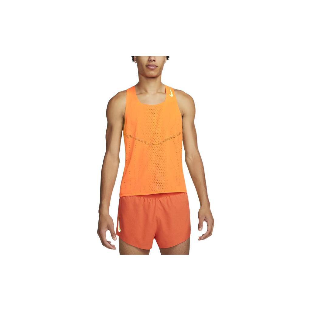 Nike Solid Color Logo Print Mesh Tank Top Men Tops Orange DM4624-803