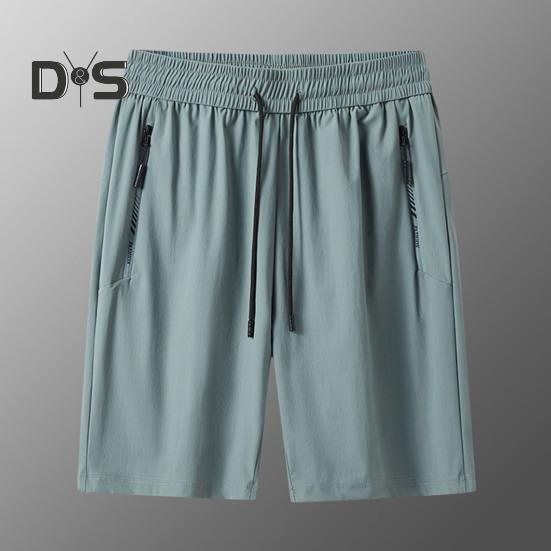 Мужские шорты с эластичным поясом, средней посадкой, дышащие шорты с карманами, быстросохнущие, тонкие шорты для отдыха из ледяного шелка