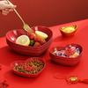 Red Festive Wedding Heart-Shaped Fruit Plate Love Cake Dessert Plate Living Room Wedding Candy Dried Fruit Plate Small Plate