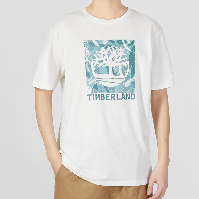 Timberland Футболка с круглым вырезом и буквенным принтом, американская винтажная, мужские топы, белая A62QN-CM9