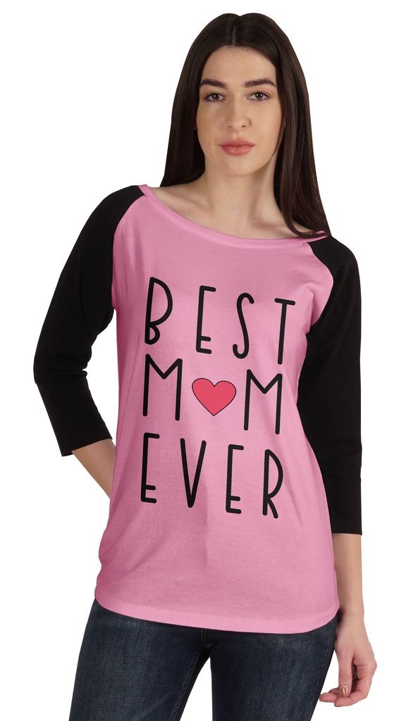 Inkmeso Best Mom Ever Tshirt Raglan Sleeve Mother  s Day Gift Tops Moms Shirt