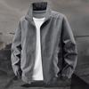 Мужская куртка с воротником-стойкой, длинным рукавом, на молнии, весенне-осеннее пальто с карманами, однотонная