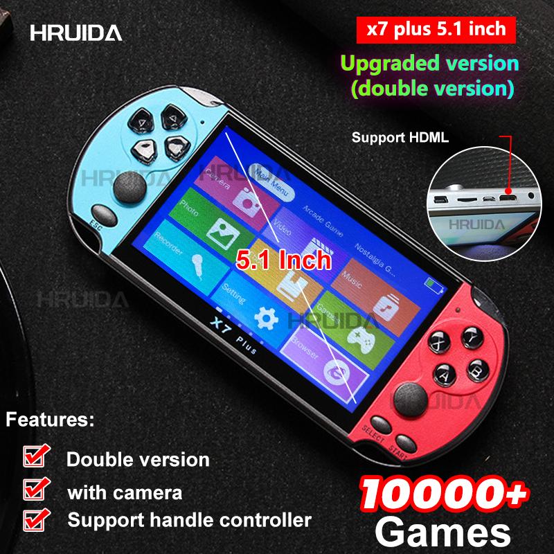 X7 Plus 5 1 Inch Double Version Handheld Game Console High-definition Screen Handheld Portable Audio And Video Player 10000+game