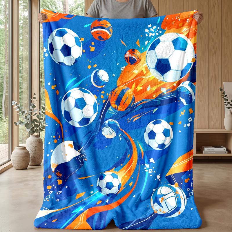 Soccer Ball Splash Art 4 Theme blanket Lightweight Warm Flannel Blanket Decorative Throw Blanket for Home Decoration