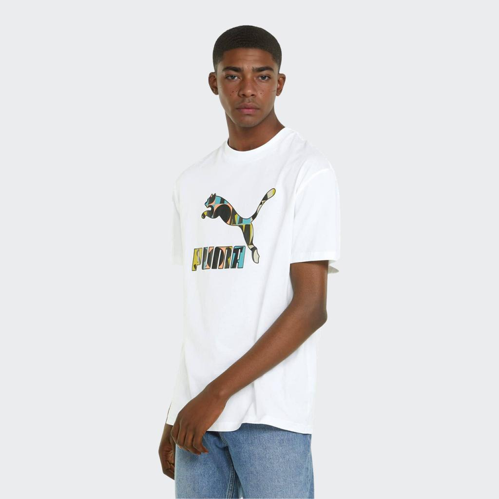 Puma Футболка с круглым вырезом и логотипом с буквенным принтом Мужские топы Белые 535384-02