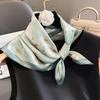 1pc Chic Silk-Like Scarf, Light Green Floral Design, Perfect for Casual & Formal Looks, Women's Neck Accessory