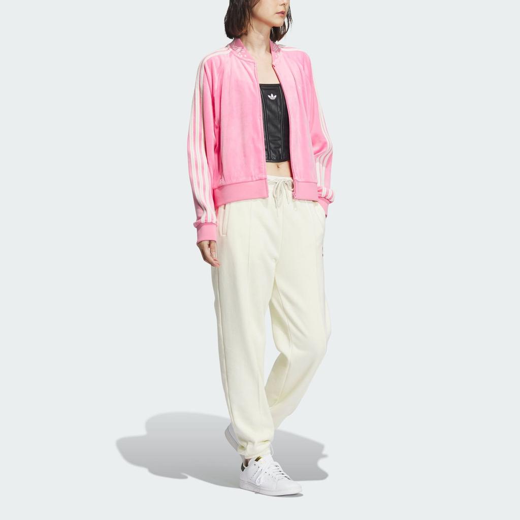 Adidas Originals X Feifei Ruan FW23 Классическая бархатная спортивная куртка в стиле ретро женская верхняя одежда розового цвета IX4223