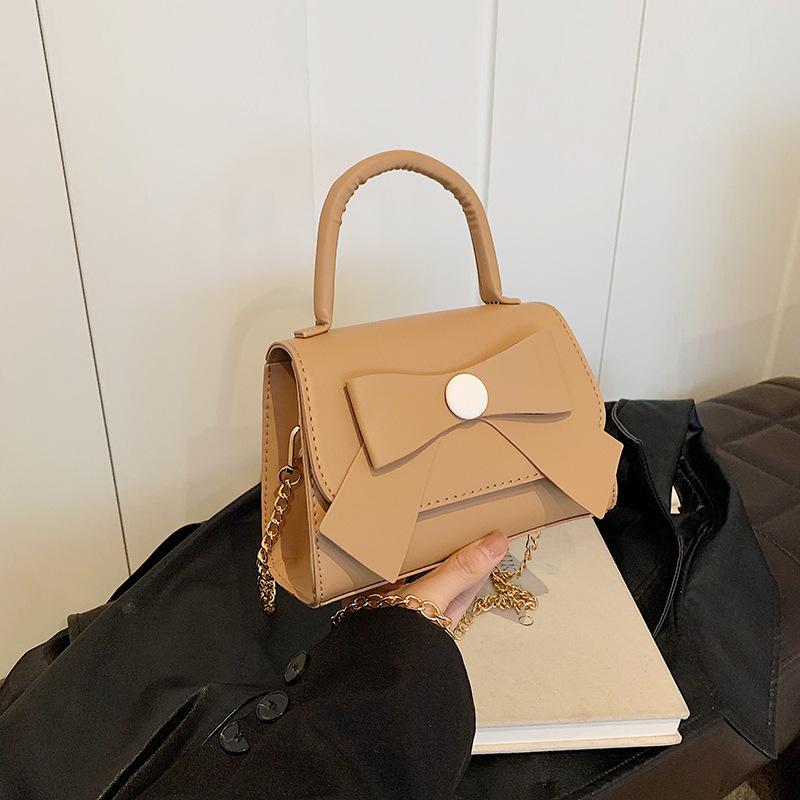 Crossbody Bag Women'S Fashion Niche Design Chain Bow Portable Small Square Bag Work Hand Bag