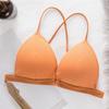 Women Solid Color Bra Triangle Cup Thin Straps Wrapping Chest Front Buckle Wireless Ribbed