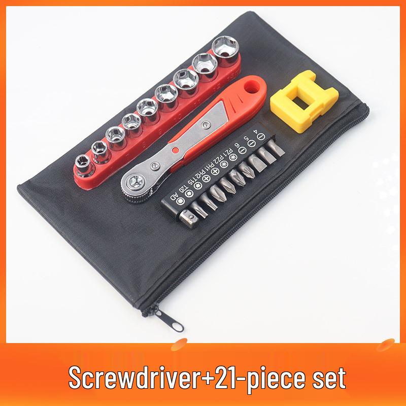 36-Tooth Ratchet Screwdriver and Bit Socket Set with L-Shaped Wrench for Household Repairs
