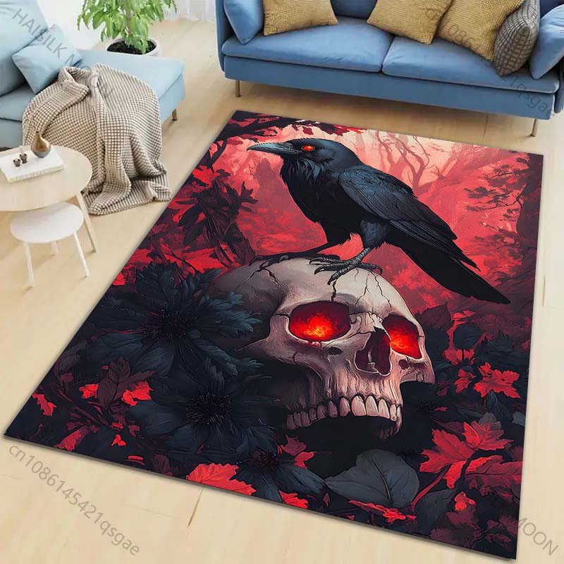 New product Raven skull dark forest Carpet for Living Room Bedroom Bedside Floor Mat Cloakroom Children Playing Mat Area Rug