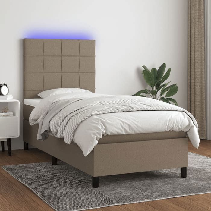 Maison Exclusive - Sommier à lattes de lit et matelas et LED Taupe 80x200 cm Tissu