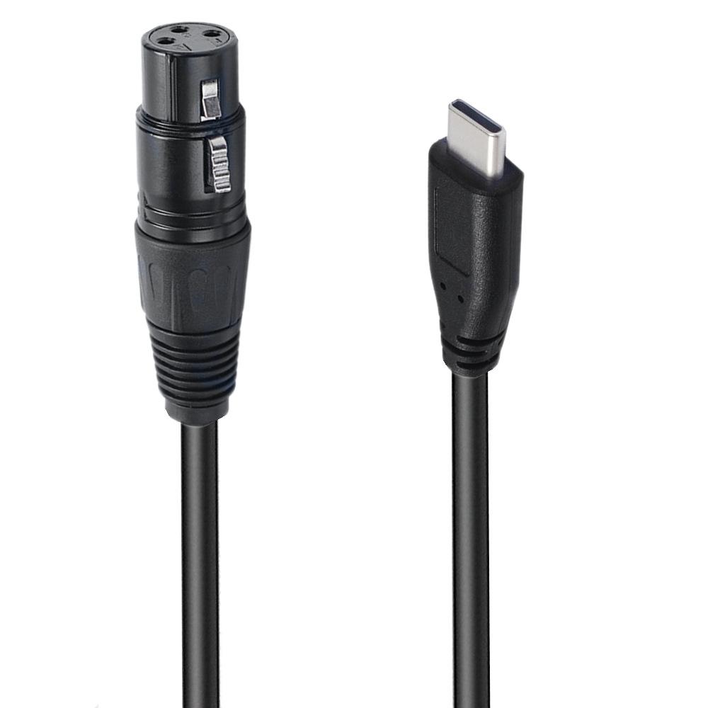 JUNSUNMAY 1m Type-C Male to XLR Male Cable Microphone Audio Adapter for Mobile Phones/Tablets/Laptops/Computers