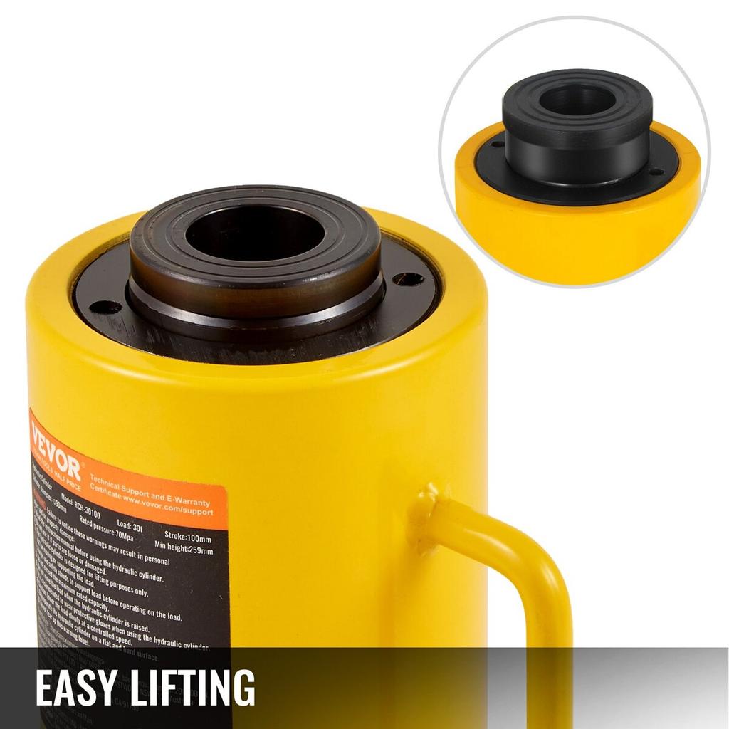 30Ton 4 Inch Stroke Hollow Hydraulic Cylinder Jack 66000LBS Lift Cylinder Industrial Durable Automotive Body Bending