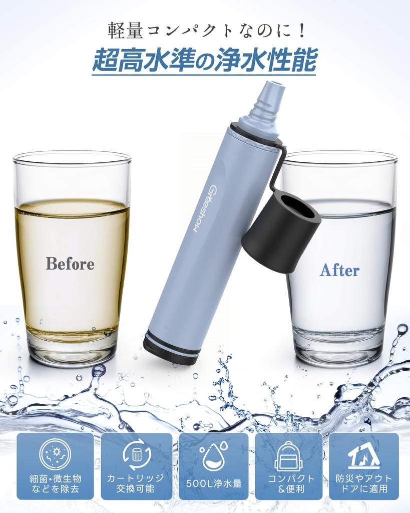 New GreeShow Portable Water Disaster Emergency Disaster Prevention Simple Water For Mountain Reusable Japanese [2024 Arrival] Purifier, Prevention,