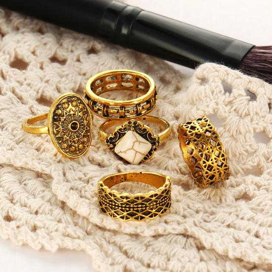 5Pcs/Set Vintage Women's Finger Knuckle Midi Stack Tip Rings Jewelry Gift Golden