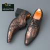 Винтажная бронзовая мужская формальная обувь Удобные туфли на высоком каблуке для платья Мужские туфли с острым носком для вечеринки Кожаная обувь для мужчин chaussure homme