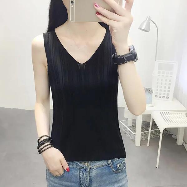 WTEMPO Жилеты из ледяного шелка весной и летом, безрукавки, женские свободные трикотажные жилеты с V-образным вырезом