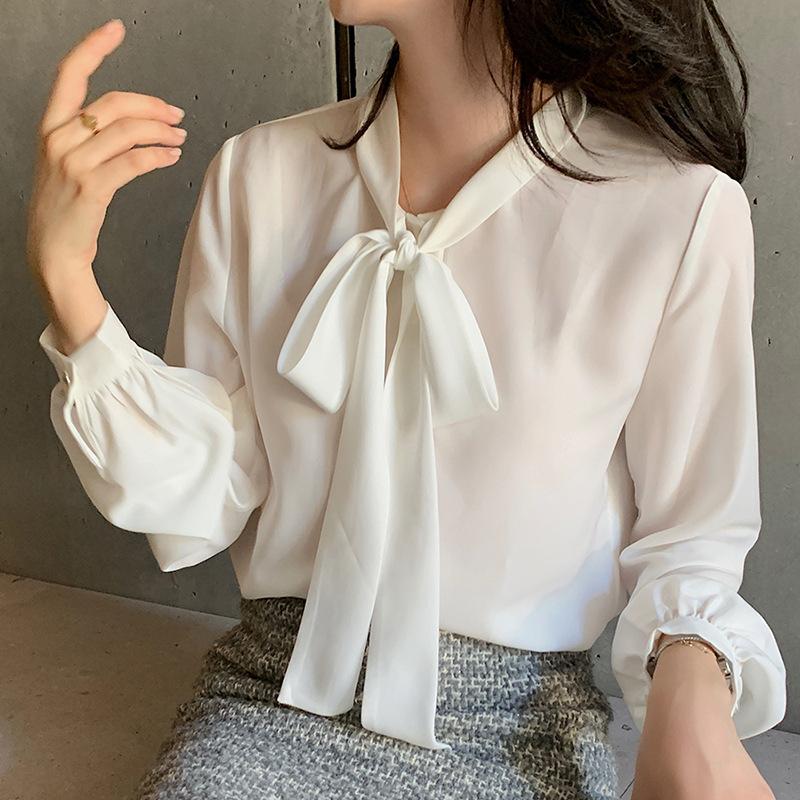 Casual Ladies' Shirt Comfortable and Versatile Gentle Temperament Design Sense Female Loose Niche Bow White Blouse Temperament Elegant Fashion Top
