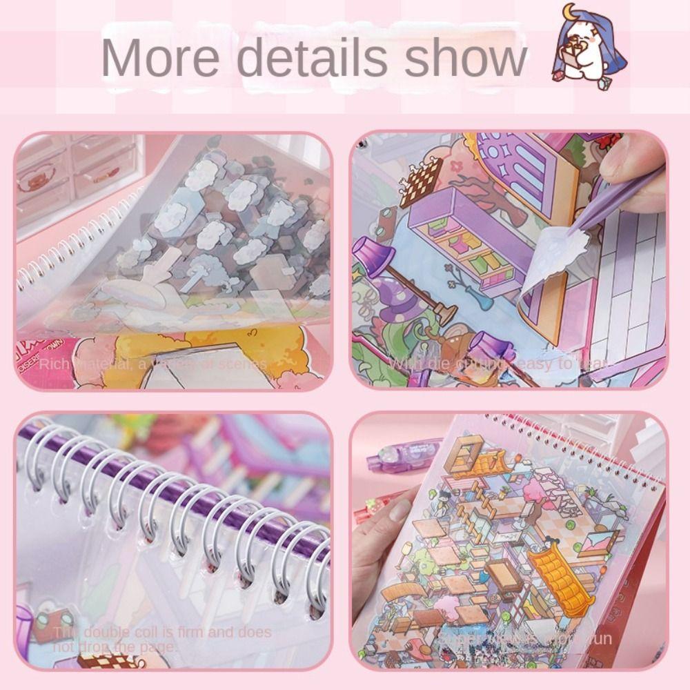 Visual Stacking Miniature Scene Collection PET 3D Pocket Cabin Scene Stickers Kids